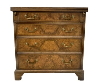 Baker Chippendale Style Burl Wood Chest