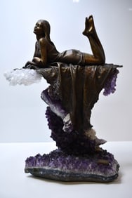 Manuel Francisco Vidal Bronze & Amethyst Sculpture