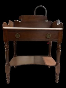 Antique Empire Washstand with Milk Glass Top
