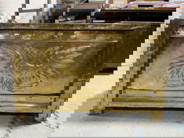 Brass-Clad Storage Firewood / Kindling Chest