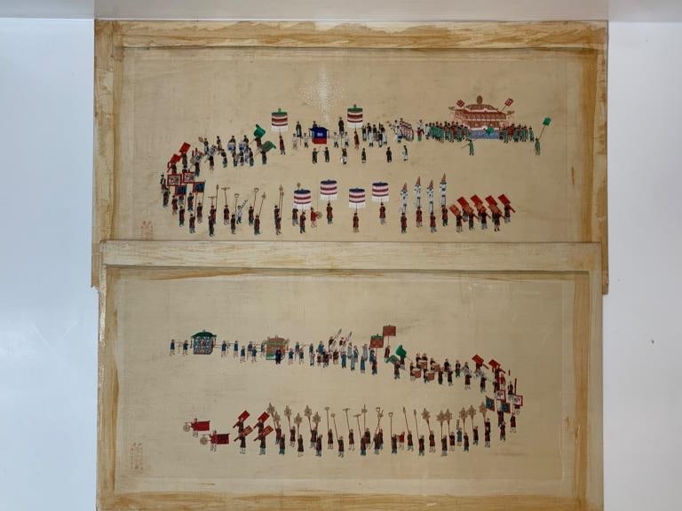 Chinese Painted Silk Procession Panels (1 of 12)