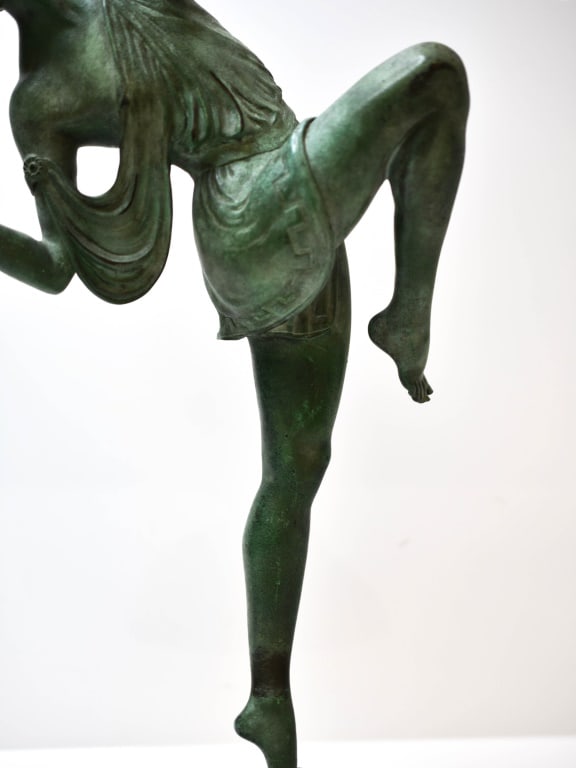 Diana the Huntress by Pierre le Faguays C1925: French artist, as found in excellent condition. Needs minor repair to bow string. Provenance: From a local Allentown, PA estate, a private collection. Measures approx. 25"h