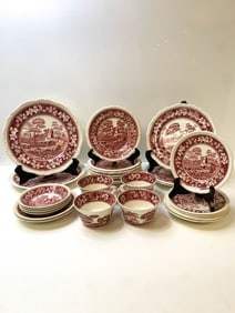 Spode Pink Tower Dinner Service Circa 1880-1900