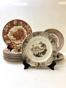 English and Italian Transferware Plates Circa 1880