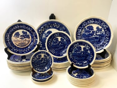 Flow Blue Style Transferware Porcelain Circa 1880