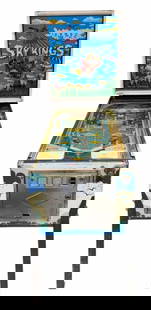 Bally Sky Kings Pinball Machine: Bally Sky Kings pinball machine featuring vibrant aviation-themed artwork. Manufactured by Bally Manufacturing Corporation, this electromechanical game includes five balls, flipper buttons, and a back