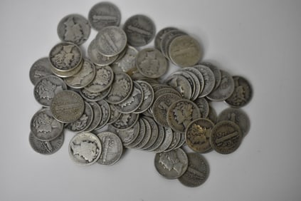 $7.30 Face Silver Mercury Dimes