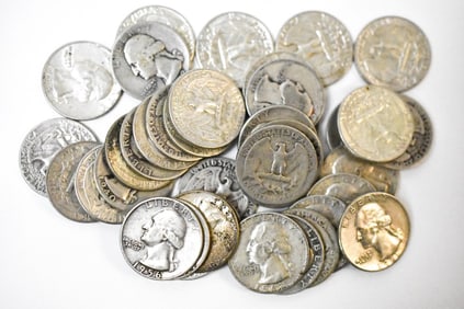 $10 Face Silver Washington Quarters