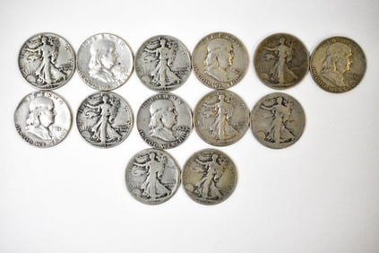 $6.50 Face Value Silver Walking Liberty Franklin