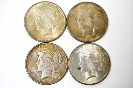 4 1925 Silver Peace Dollars