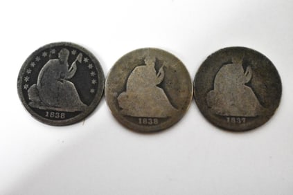 1837 1838 Seated Liberty Silver Dimes