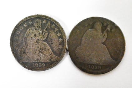 1839 & 1839 o Seated Liberty Silver Dimes