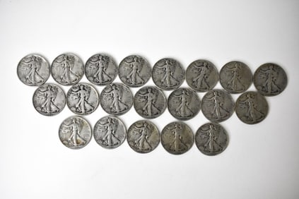 $10 Face Silver Walking Liberty Half Dollars