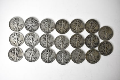 $10 Face Silver Walking Liberty Half Dollars