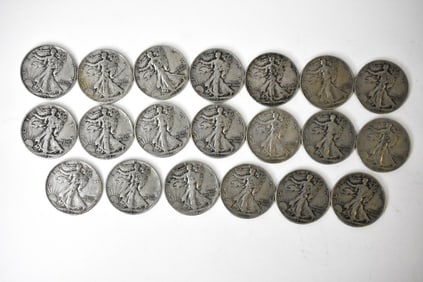$10 Face Silver Walking Liberty Half Dollars