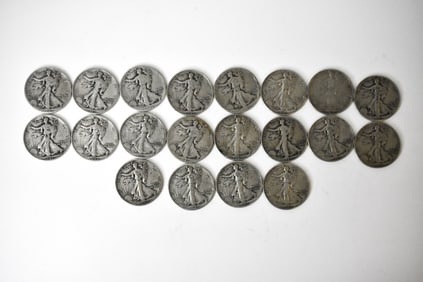 $10 Face Silver Walking Liberty Half Dollars