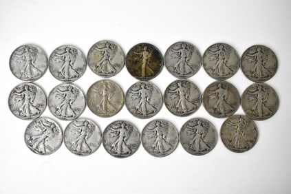 $10 Face Silver Walking Liberty Half Dollars