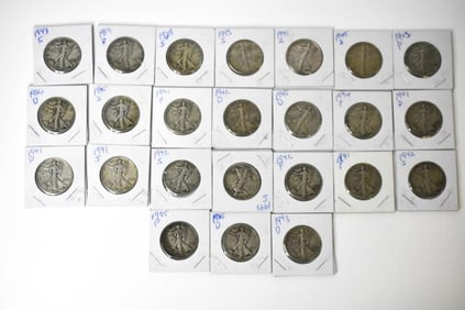 $12 Face Silver Walking Liberty Half Dollars