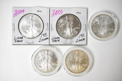 5 1oz .999 Silver American Eagles