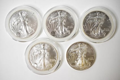 5 1 Oz. .999 Silver American Eagles