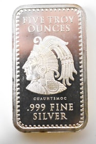 5 Troy Oz .999 Silver Cuauhtemoc Bar