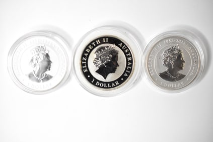 3 Australian Koala 1 Oz .999 Silver Rounds
