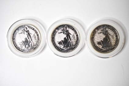 3 2023 British Britannia 1 Oz .999 Silver Rounds