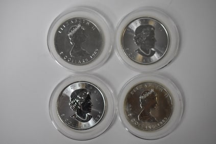 4 Canadian Maple Leaf .9999 Silver Rounds