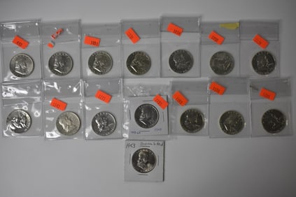 15 Higher Grade Franklin Silver Half Dollars