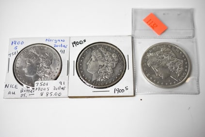 1900 & 2 1900 s Morgan Silver Dollars