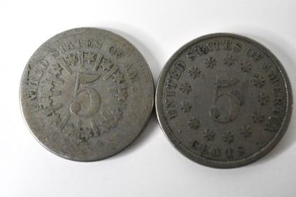 2 US Shield Nickels