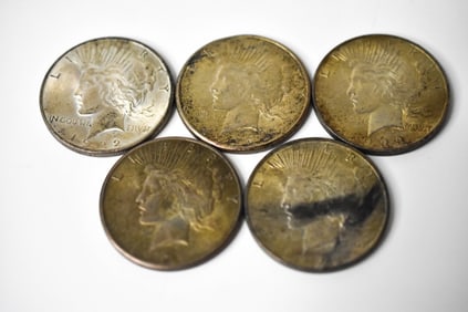5 Silver Peace Dollars