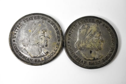 2 1893 Columbian Exposition Silver Half Dollars