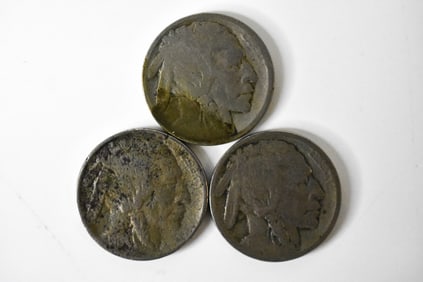 1913 p d s Mound Type Buffalo Nickels