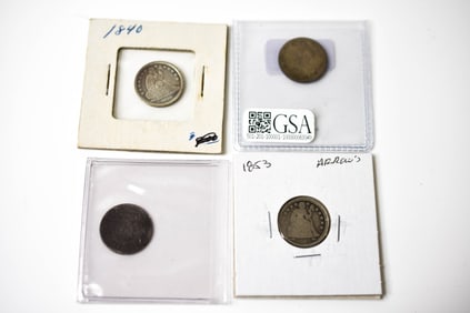 4 Silver Seated Liberty Dimes