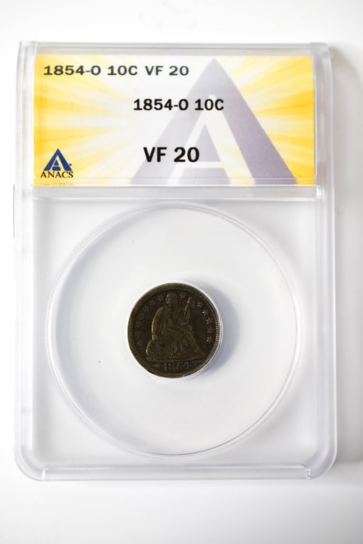 1854 o Silver Seated Liberty Dime Graded (1 of 5)