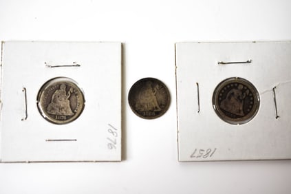 3 Silver Seated Liberty Dimes