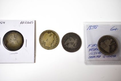 Silver Seated Liberty & Barber Quarters