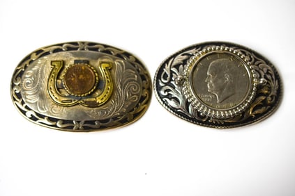 2 Coin Western Style Belt Buckles