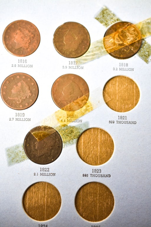 7 US Large Cents in Folder (1 of 7)