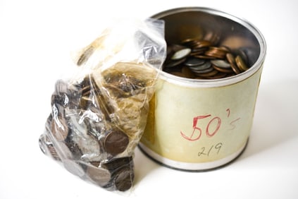 Can Full of Lincoln Wheat Pennies