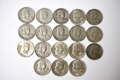 $9.00 Face Silver Franklin Half Dollars