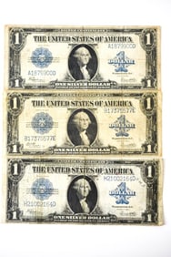 3 Large Size 1923 Series $1 Silver Certificates