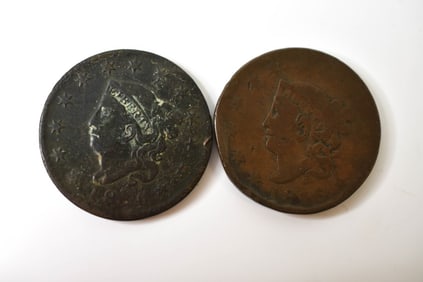 2 Coronet Liberty Head Large Cents