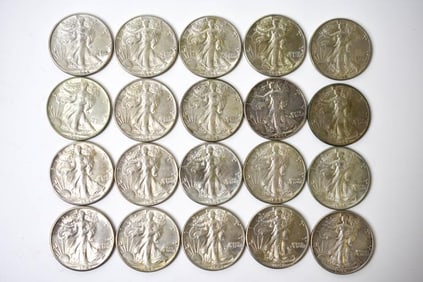 $10 Face Silver Walking Liberty Half Dollars