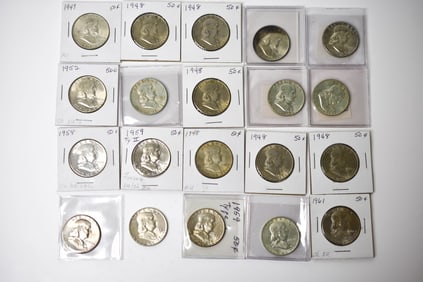 $10 Face Silver Franklin Half Dollars