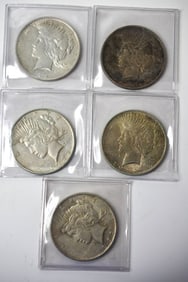 5 1922 Peace Silver Dollars