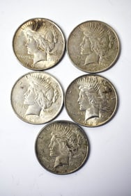 5 1922 Peace Silver Dollars