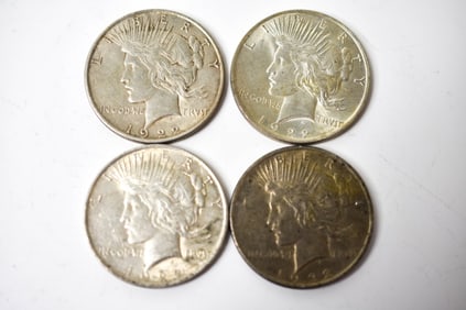 4 1922 Peace Silver Dollars