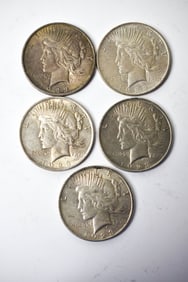 5 1923 Peace Silver Dollars